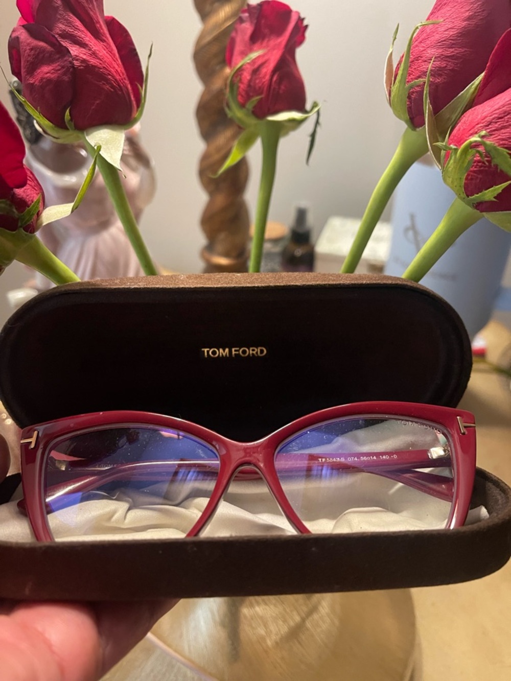 Tom Ford Women's Deep Red Cat-Eye Eyeglasses